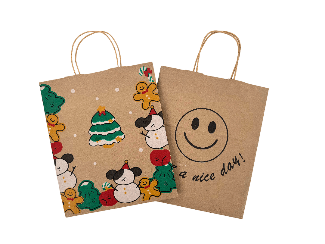 Custom kraft paper bags with Christmas designs - eco-friendly biodegradable packaging by TKN
